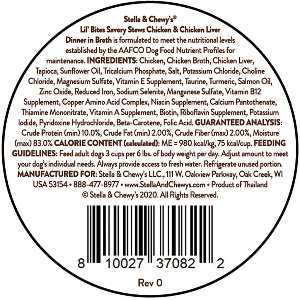 Stella & ’s Lil Bites Stew Chicken & Chicken Liver Dog Food (2.7oz) - Majestic Pet Kingdom