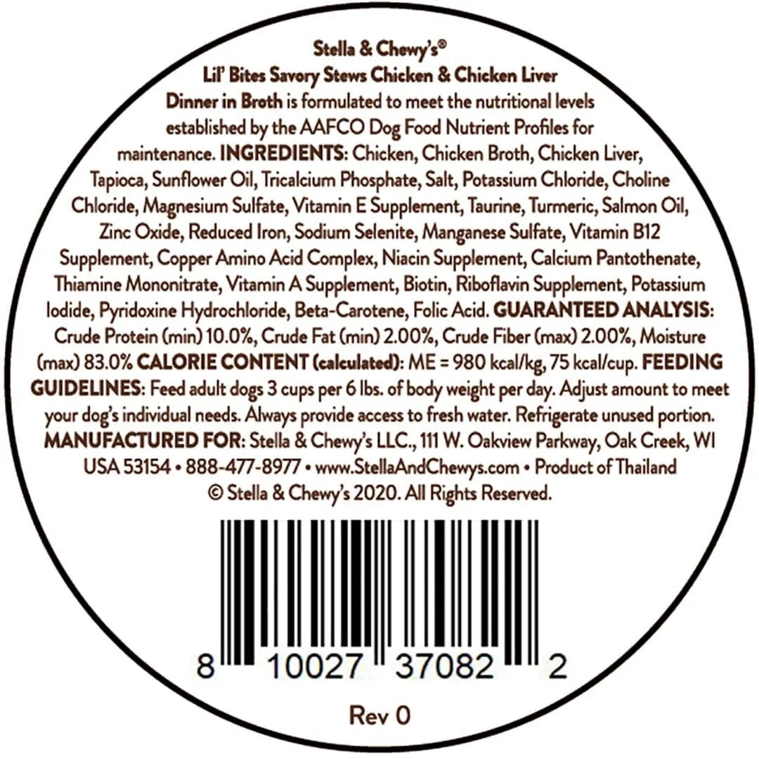 Stella & ’s Lil Bites Stew Chicken & Chicken Liver Dog Food (2.7oz) - Majestic Pet Kingdom