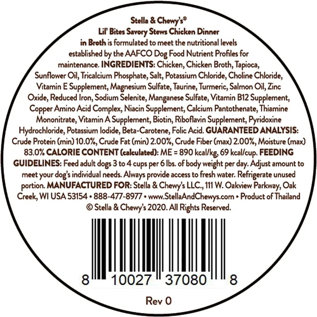 Stella & ’s Lil Bites Stew Chicken Dog Food (2.7oz) - Majestic Pet Kingdom