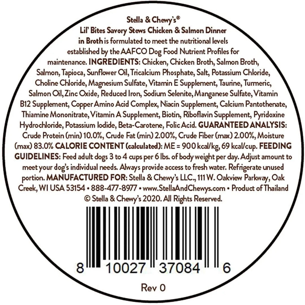 Stella & 's Lil' Bites Savory Stews Chicken & Salmon Dinner in Broth Dog Food (2.7oz) - Majestic Pet Kingdom