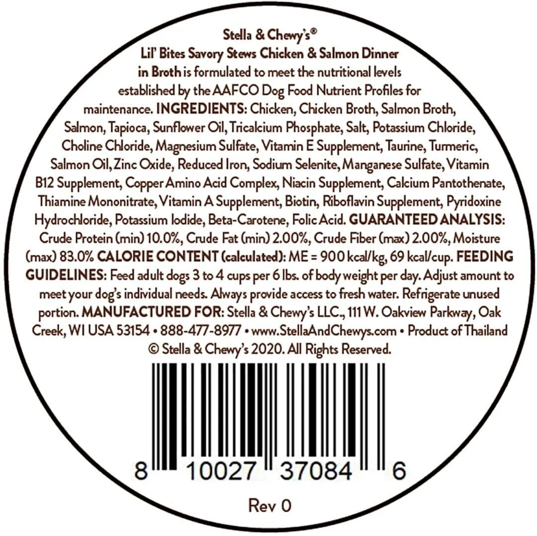 Stella & 's Lil' Bites Savory Stews Chicken & Salmon Dinner in Broth Dog Food (2.7oz) - Majestic Pet Kingdom
