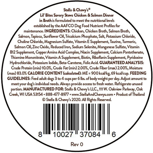 Stella & 's Lil' Bites Savory Stews Chicken & Salmon Dinner in Broth Dog Food (2.7oz) - Majestic Pet Kingdom