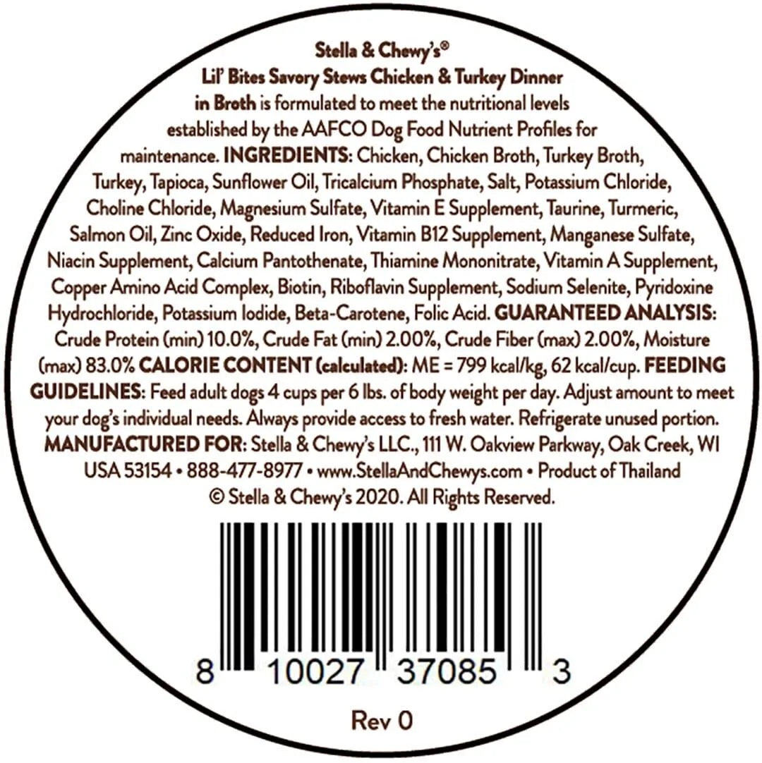 Stella & ’s Lil Bites Stew Chicken & Turkey Dog Food (2.7oz) - Majestic Pet Kingdom