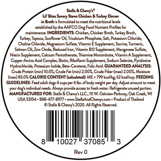 Stella & ’s Lil Bites Stew Chicken & Turkey Dog Food (2.7oz) - Majestic Pet Kingdom