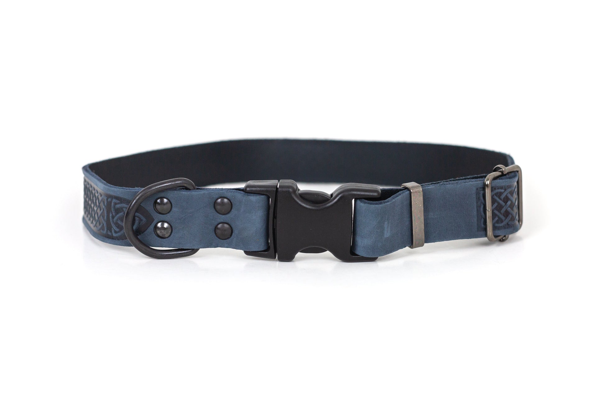 Dog Collar Celtic Sport Leather Quick-Release Buckle Strap - Detail Angle 6 | Majestic Pet Kingdom