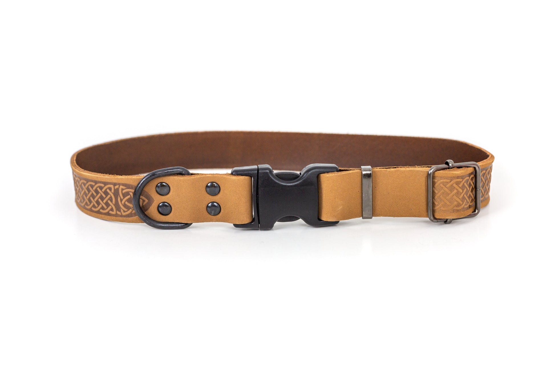 Dog Collar Celtic Sport Leather Quick-Release Buckle Strap - Detail Angle 5 | Majestic Pet Kingdom