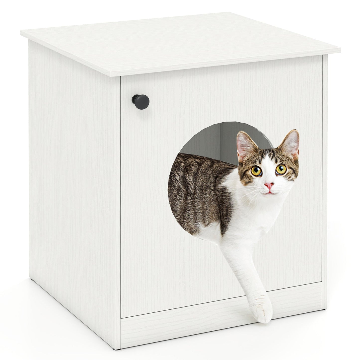 Cat Litter Box Enclosure with Nightstand Top - White | Purrfect Pet Kingdom