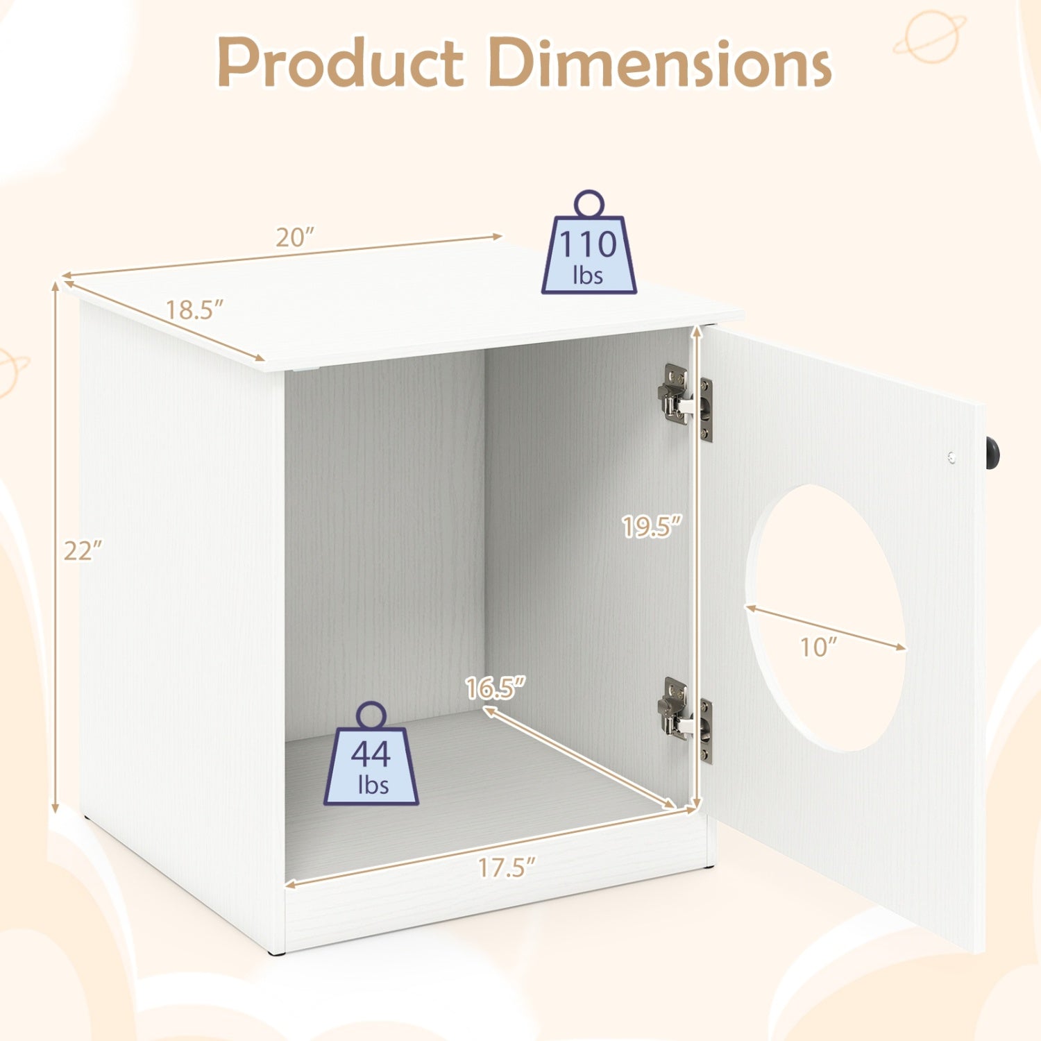 Cat Litter Box Enclosure with Nightstand Top - White | Purrfect Pet Kingdom