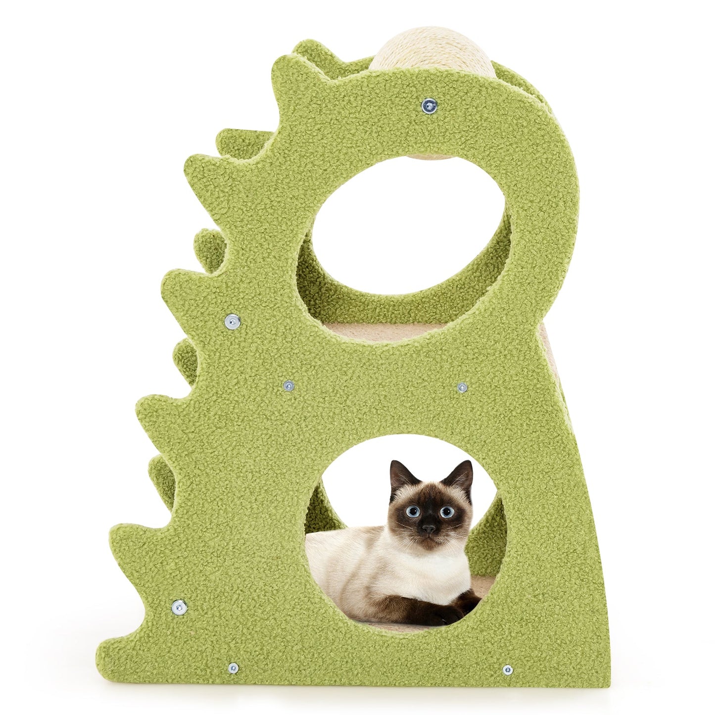 2-Tier Modern Cat Tree for Indoor Cats with Rotatable Sisal Scratching Ball-Green | Purrfect Pet Kingdom