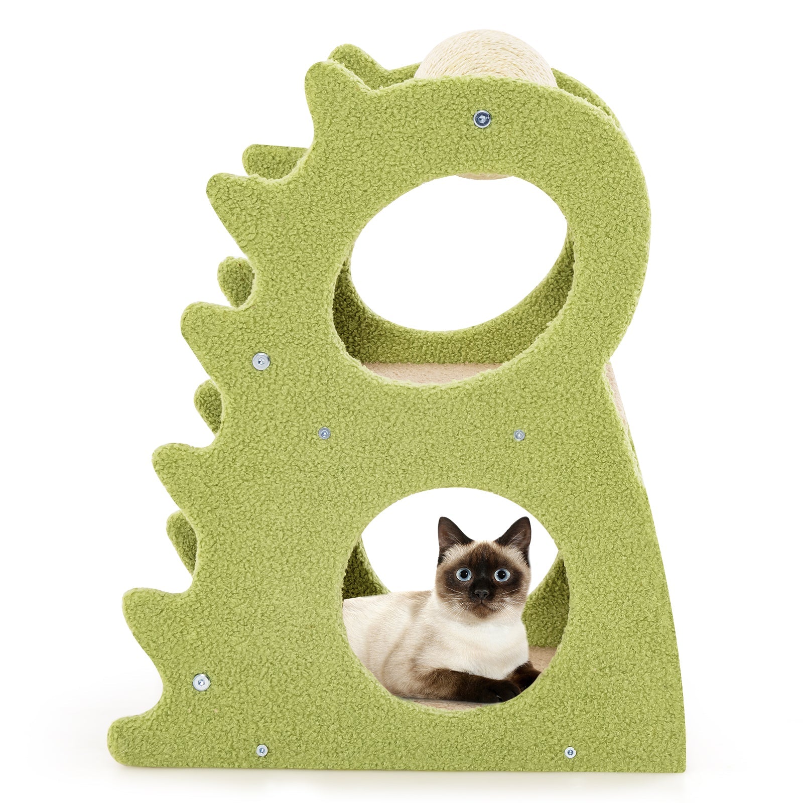 2-Tier Modern Cat Tree for Indoor Cats with Rotatable Sisal Scratching Ball-Green | Purrfect Pet Kingdom