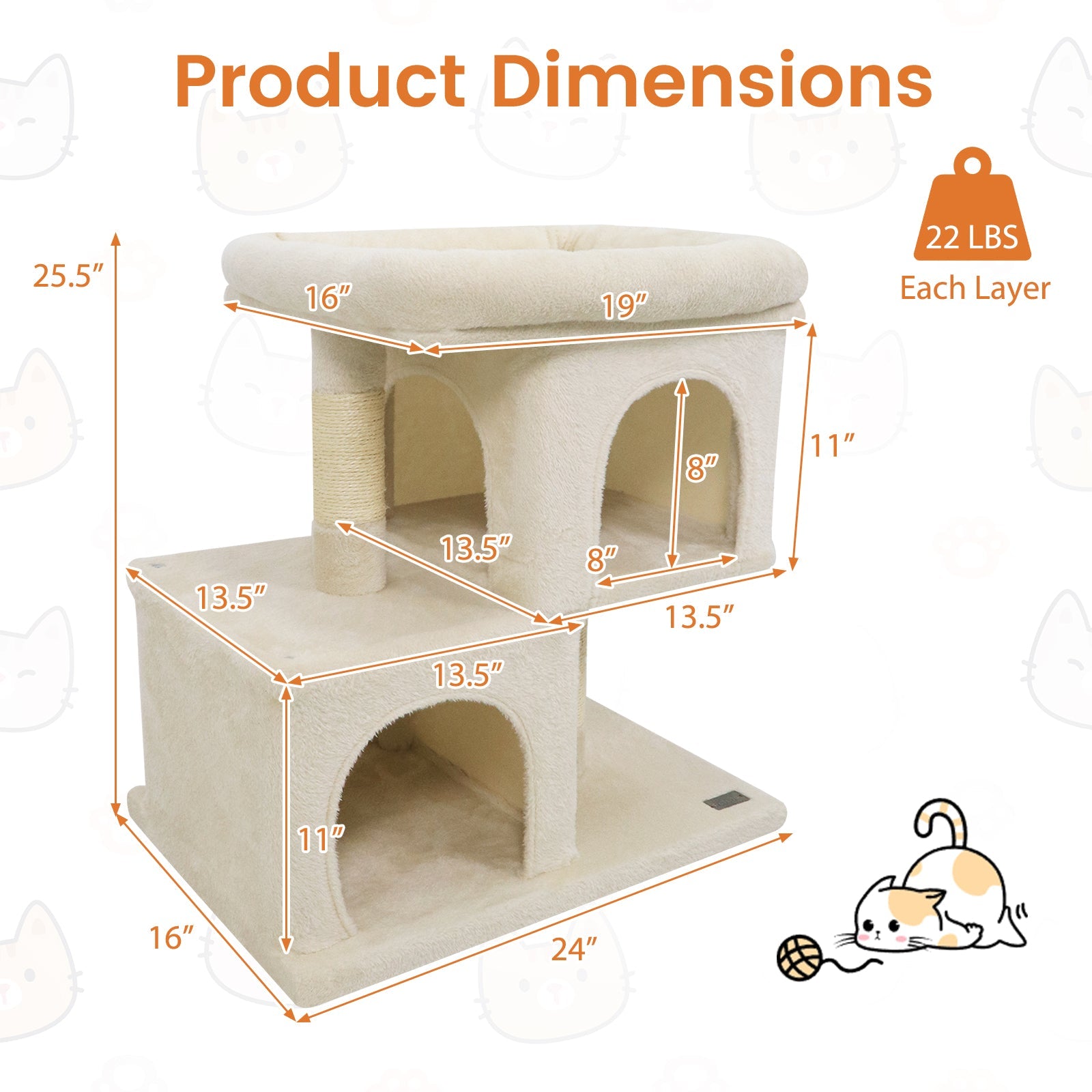 Modern Cat Tree Space-saving Cat Tower with Upholstered Perch and 2 Cat Condos - Majestic Pet Kingdom
