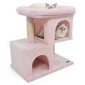 Modern Cat Tree Space-saving Cat Tower with Upholstered Perch and 2 Cat Condos - Majestic Pet Kingdom