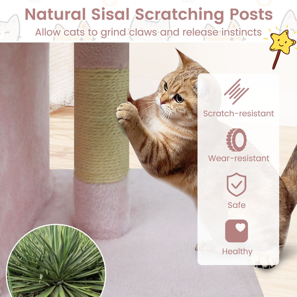 Modern Cat Tree Space-saving Cat Tower with Upholstered Perch and 2 Cat Condos - Majestic Pet Kingdom