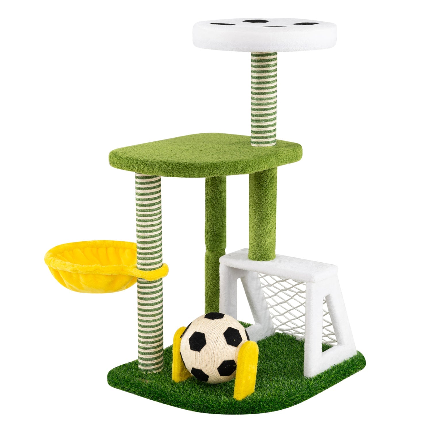 Multi-Level Cat Tree with Soccer Field & Hammock - Majestic Pet Kingdom