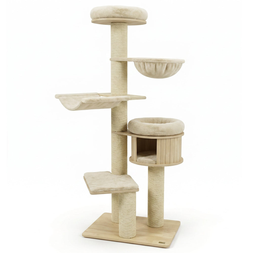 75.5" Tall Cat Tree with Sisal Posts, Hammock & Basket - Majestic Pet Kingdom