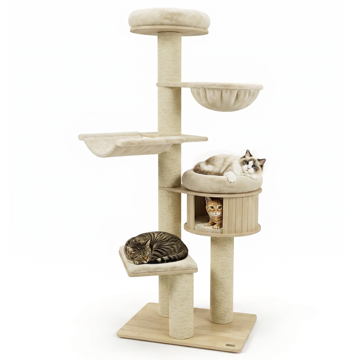 75.5" Tall Cat Tree with Sisal Posts, Hammock & Basket - Majestic Pet Kingdom