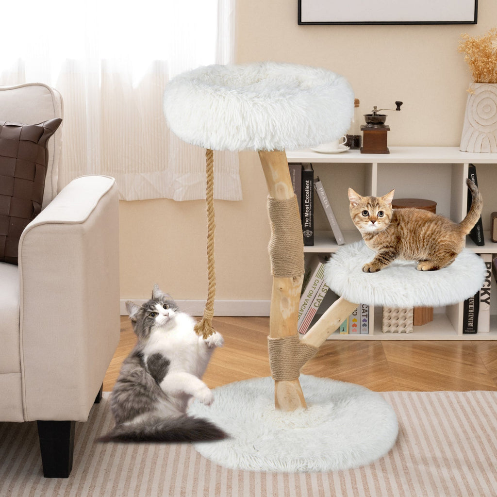 Wooden Cat Tree Tower with Perch and Scratching Posts - Majestic Pet Kingdom