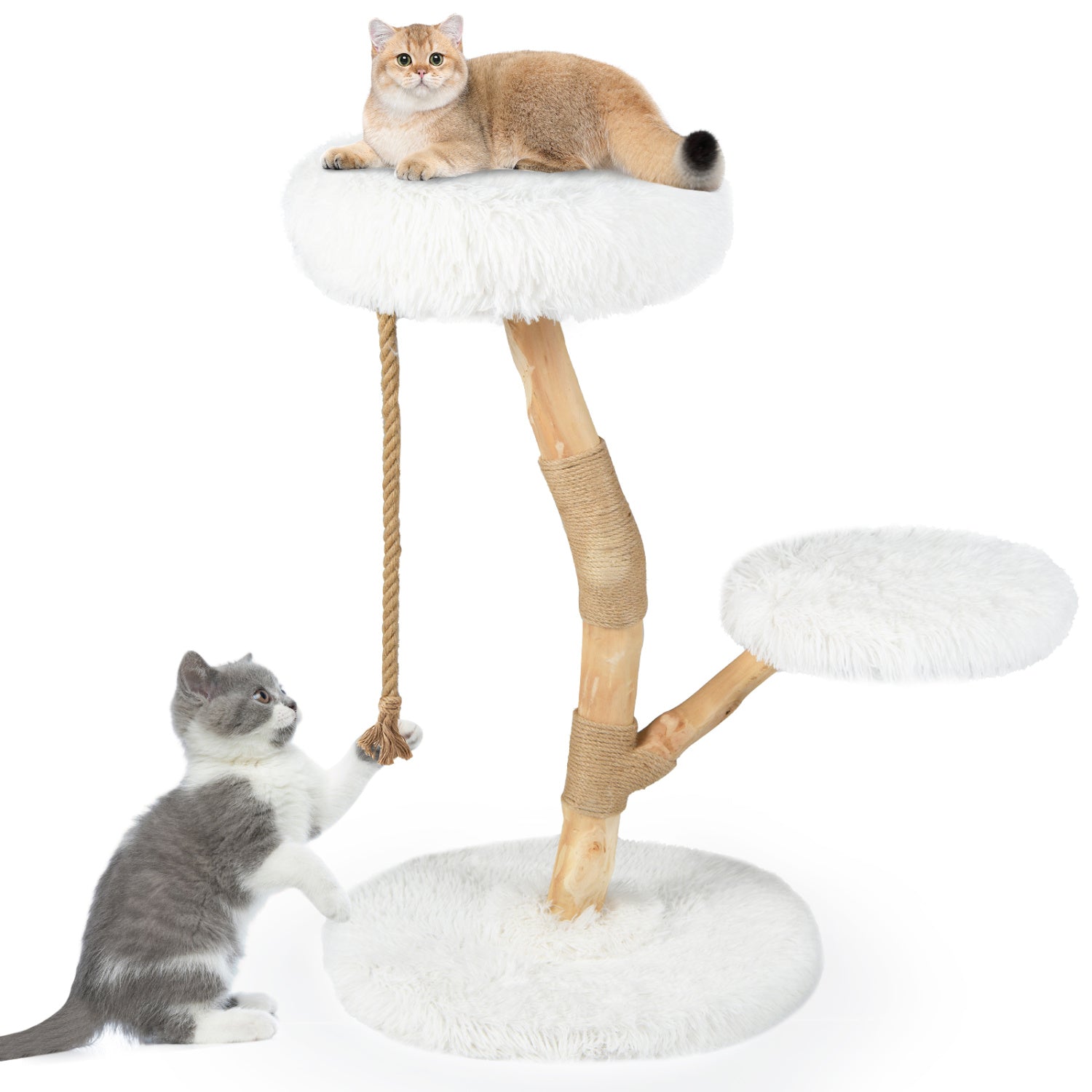 Wooden Cat Tree Tower with Perch and Scratching Posts - Majestic Pet Kingdom
