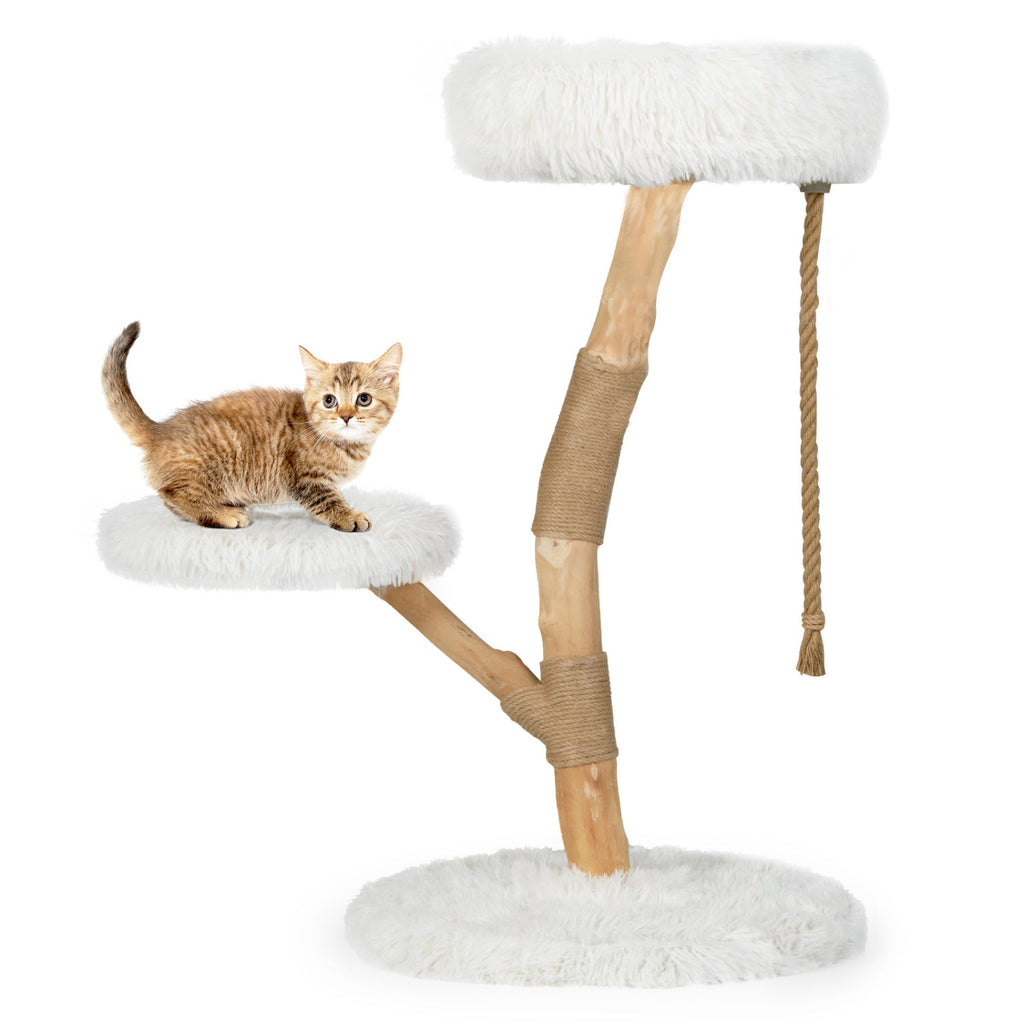 Wooden Cat Tree Tower with Perch and Scratching Posts - Majestic Pet Kingdom