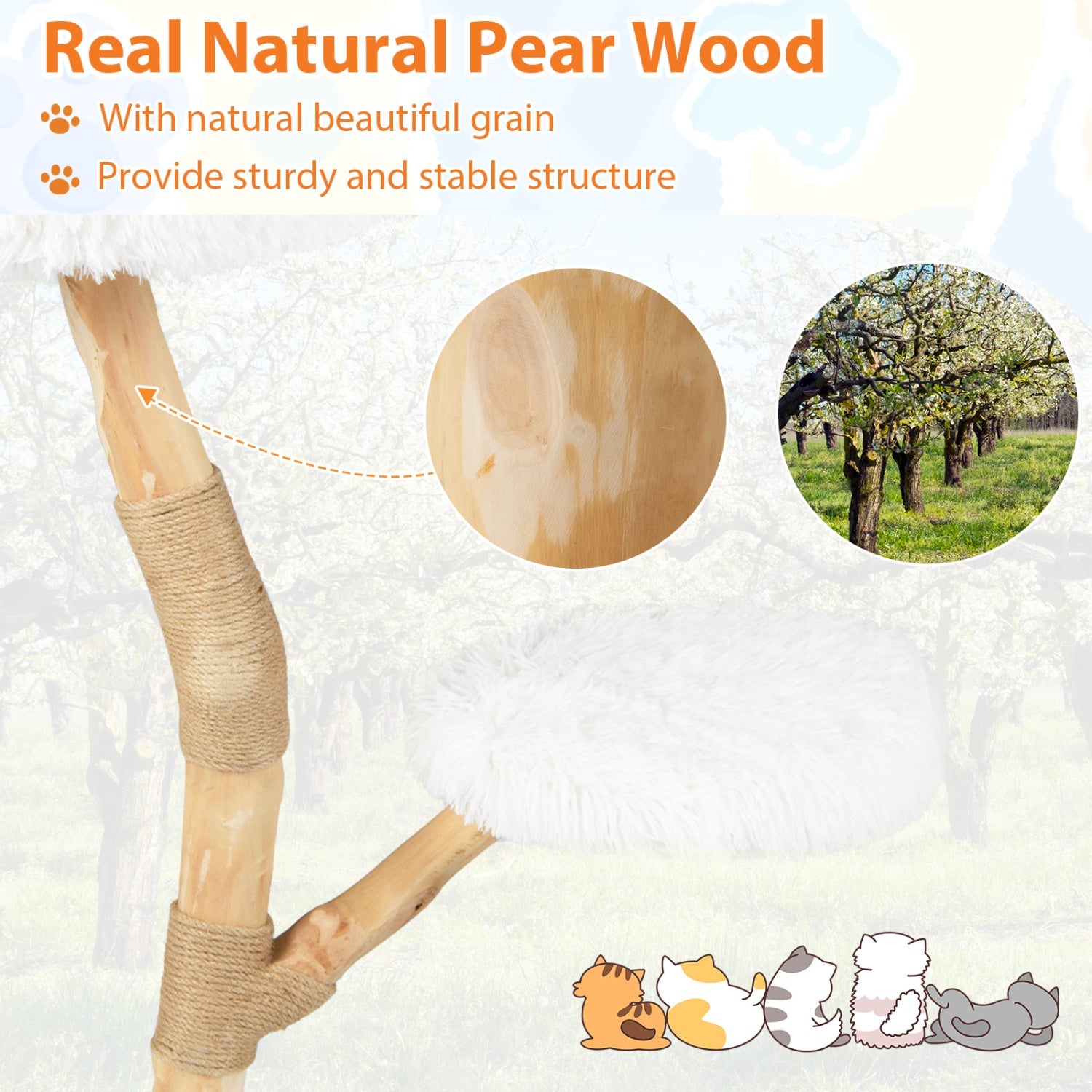 Wooden Cat Tree Tower with Perch and Scratching Posts - Majestic Pet Kingdom