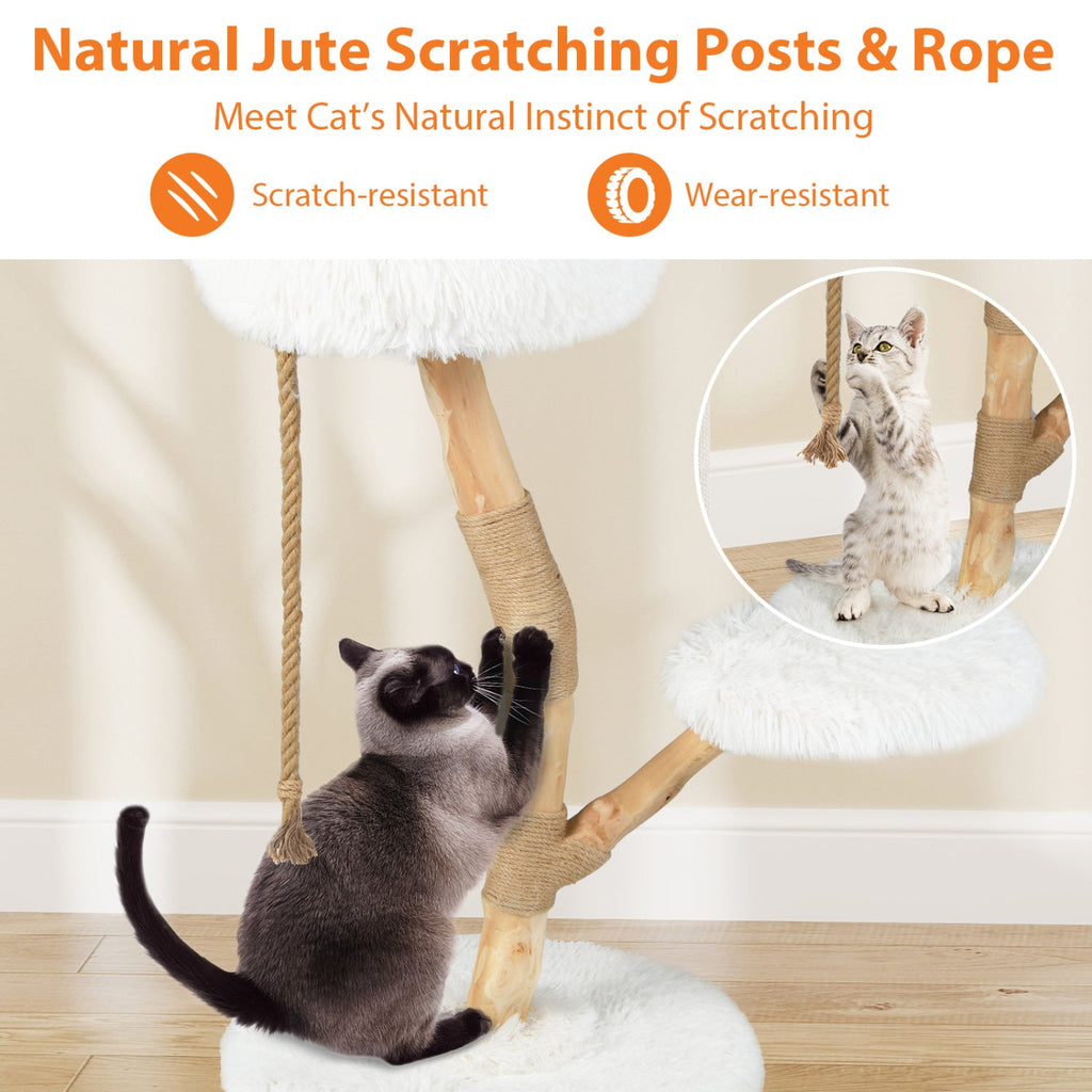 Wooden Cat Tree Tower with Perch and Scratching Posts - Majestic Pet Kingdom