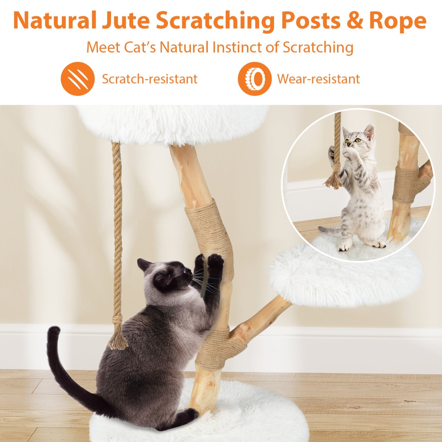 Wooden Cat Tree Tower with Perch and Scratching Posts - Majestic Pet Kingdom