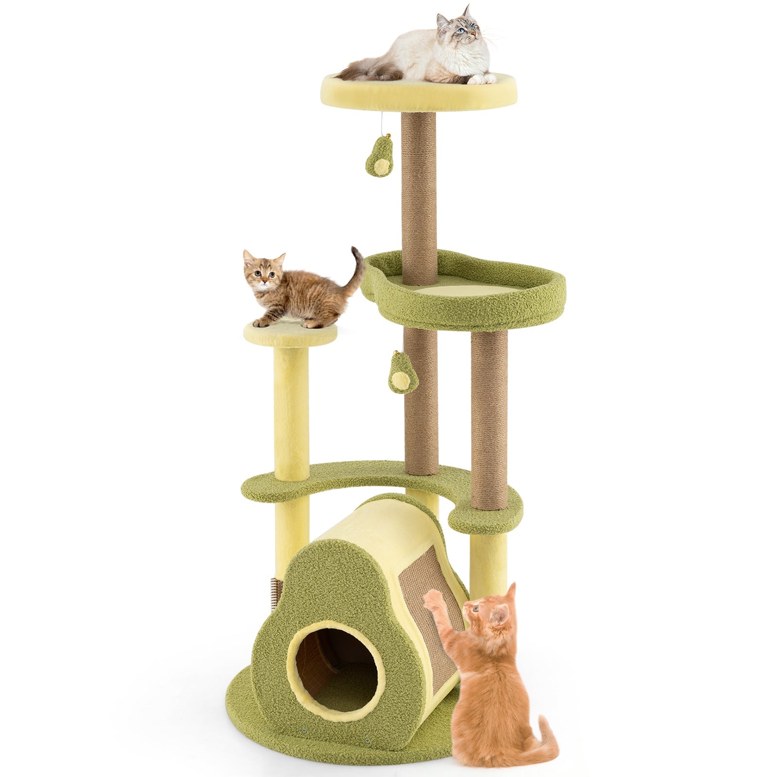 Freestanding Multi-level Avocado Cat Tower with Private Condo-Green - Majestic Pet Kingdom