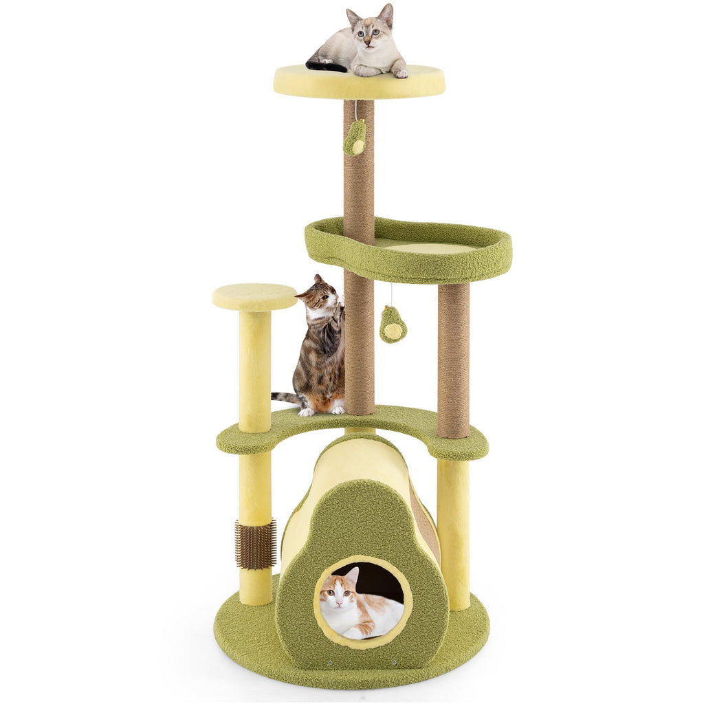 Freestanding Multi-level Avocado Cat Tower with Private Condo-Green - Majestic Pet Kingdom