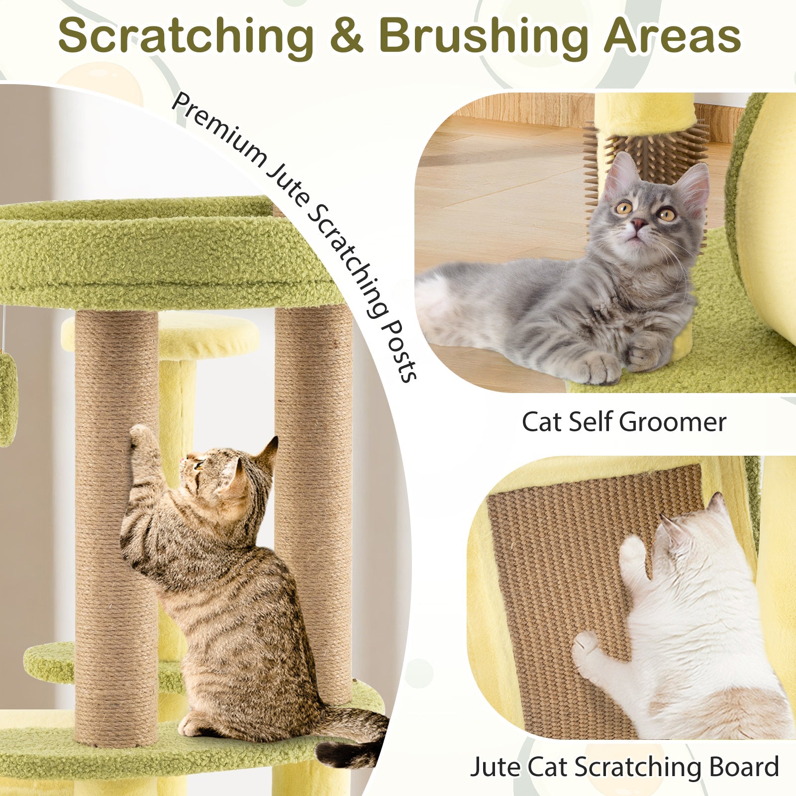 Freestanding Multi-level Avocado Cat Tower with Private Condo-Green - Majestic Pet Kingdom