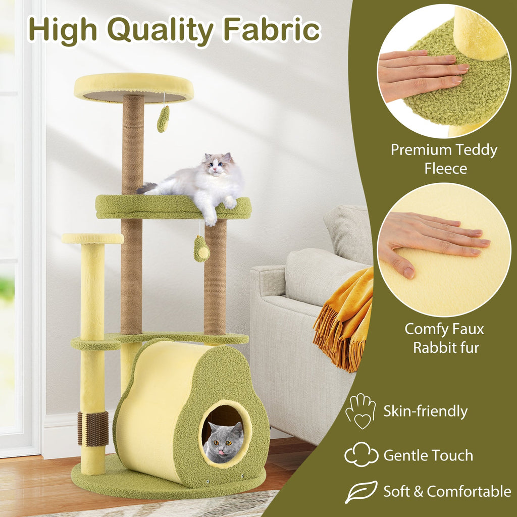 Freestanding Multi-level Avocado Cat Tower with Private Condo-Green - Majestic Pet Kingdom