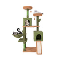Multi-level Cactus Cat Tree with Scratching Posts Ladder Double Condos and Toys Bed-Green - Majestic Pet Kingdom