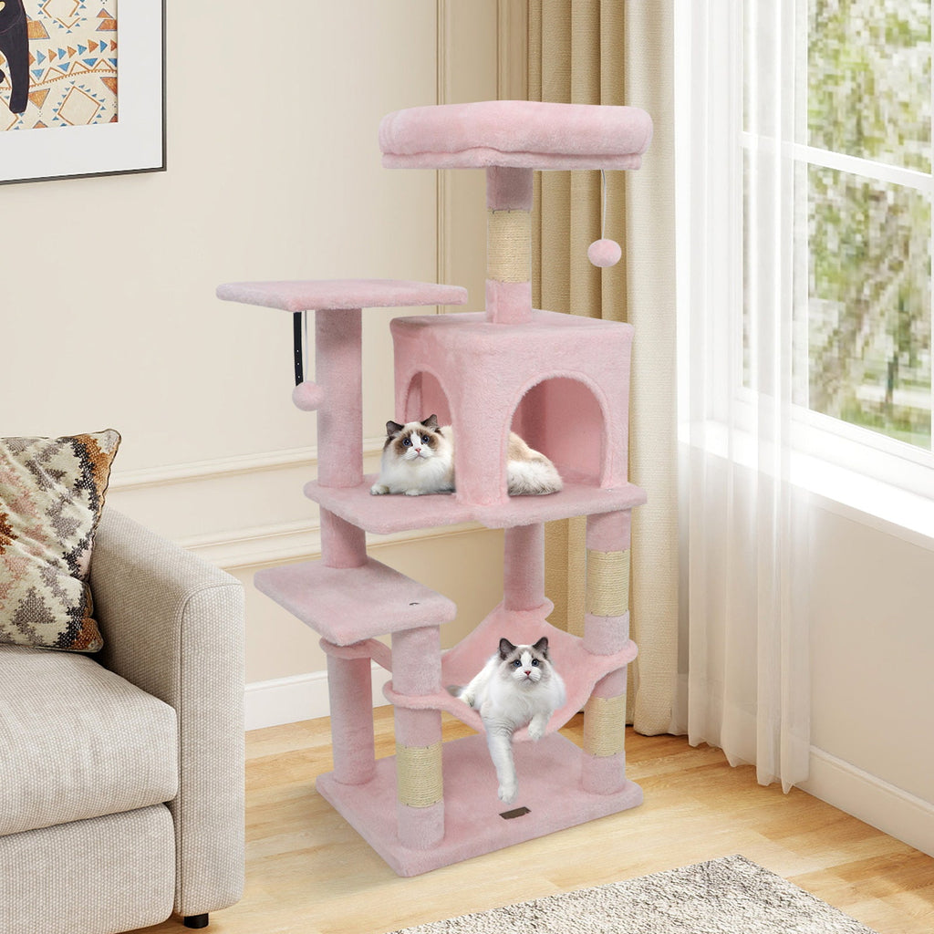 Multi-Level Cat Tower with 2-Door Condo and Padded Top Perch - Majestic Pet Kingdom