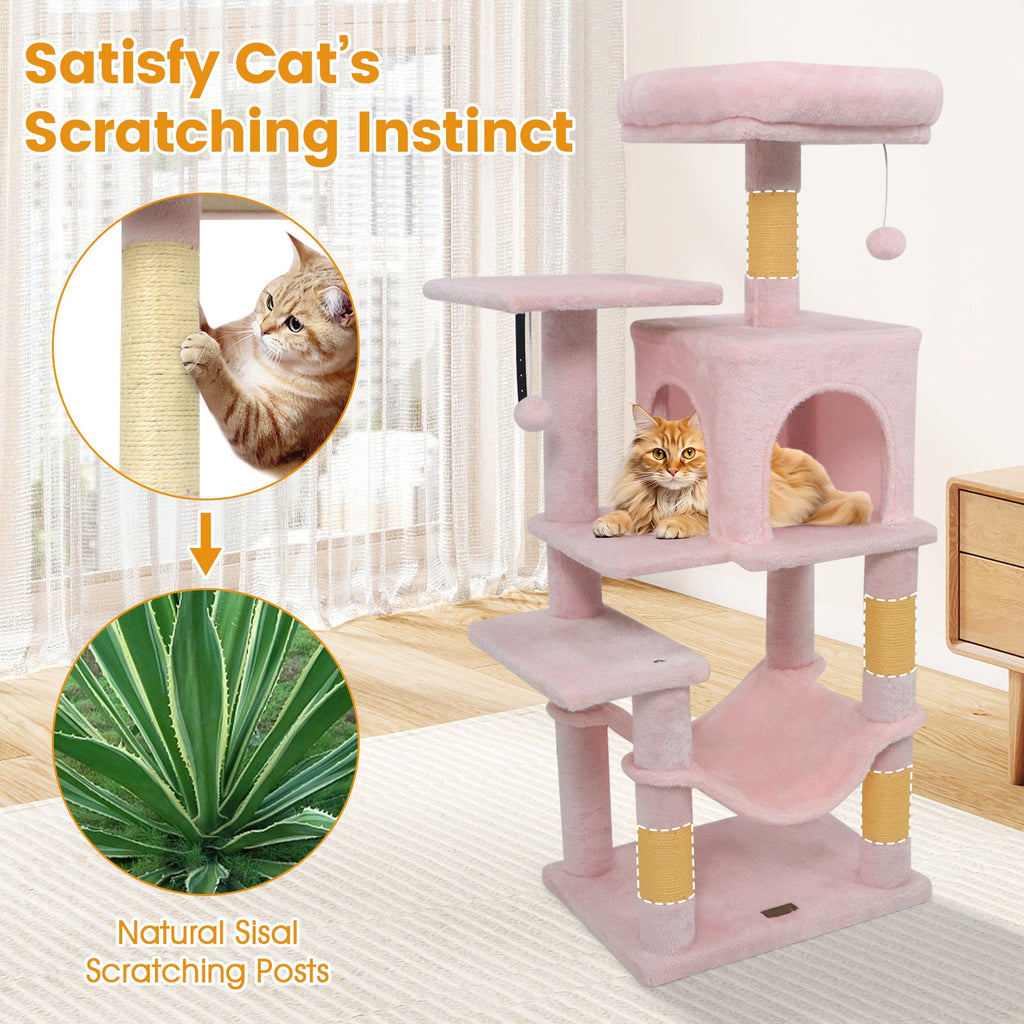 Multi-Level Cat Tower with 2-Door Condo and Padded Top Perch - Majestic Pet Kingdom