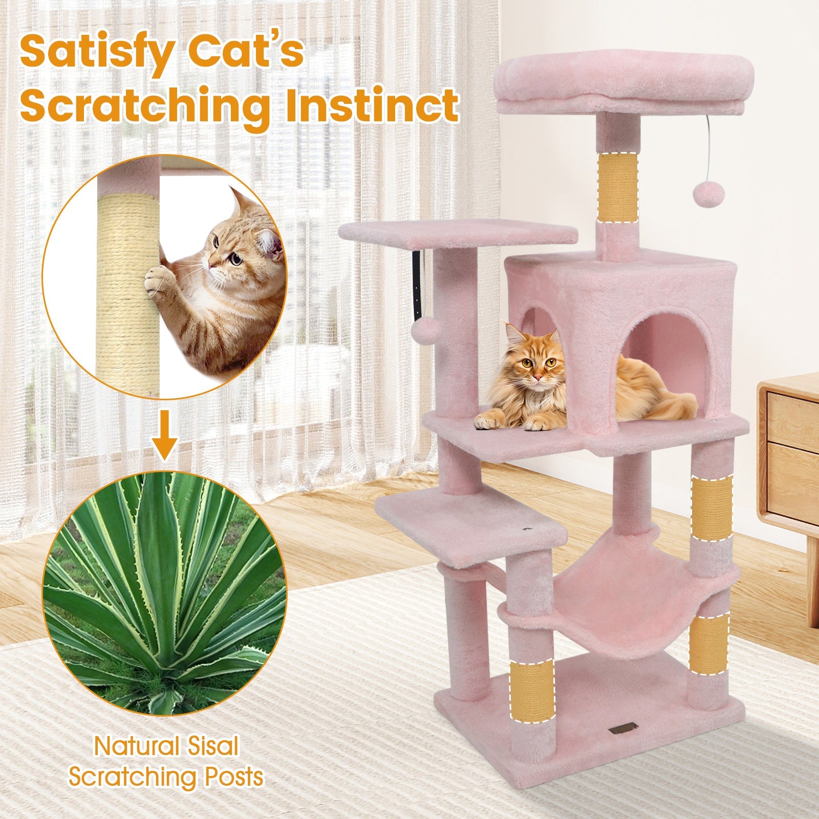 Multi-Level Cat Tower with 2-Door Condo and Padded Top Perch - Majestic Pet Kingdom