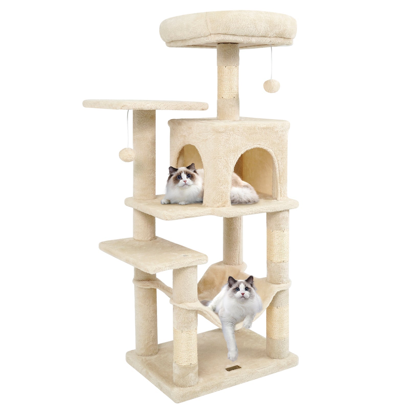 Multi-Level Cat Tower with 2-Door Condo and Padded Top Perch