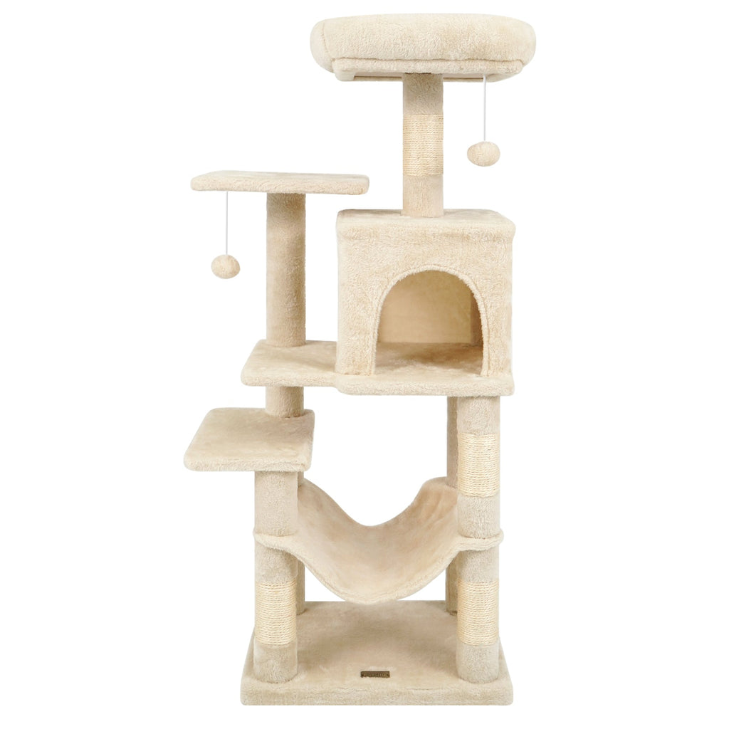 Multi-Level Cat Tower with 2-Door Condo and Padded Top Perch - Majestic Pet Kingdom