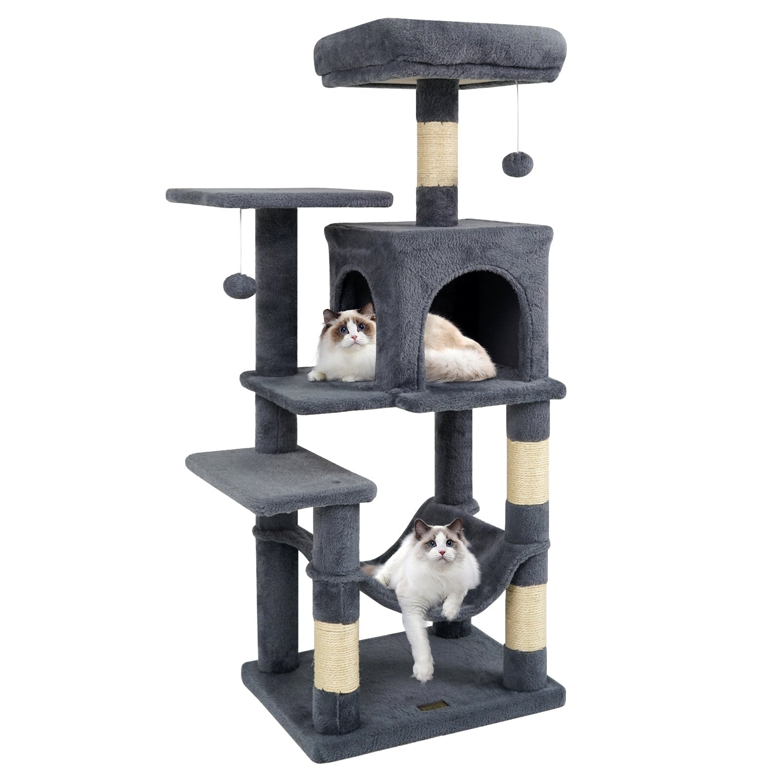 Multi-Level Cat Tower with 2-Door Condo and Padded Top Perch