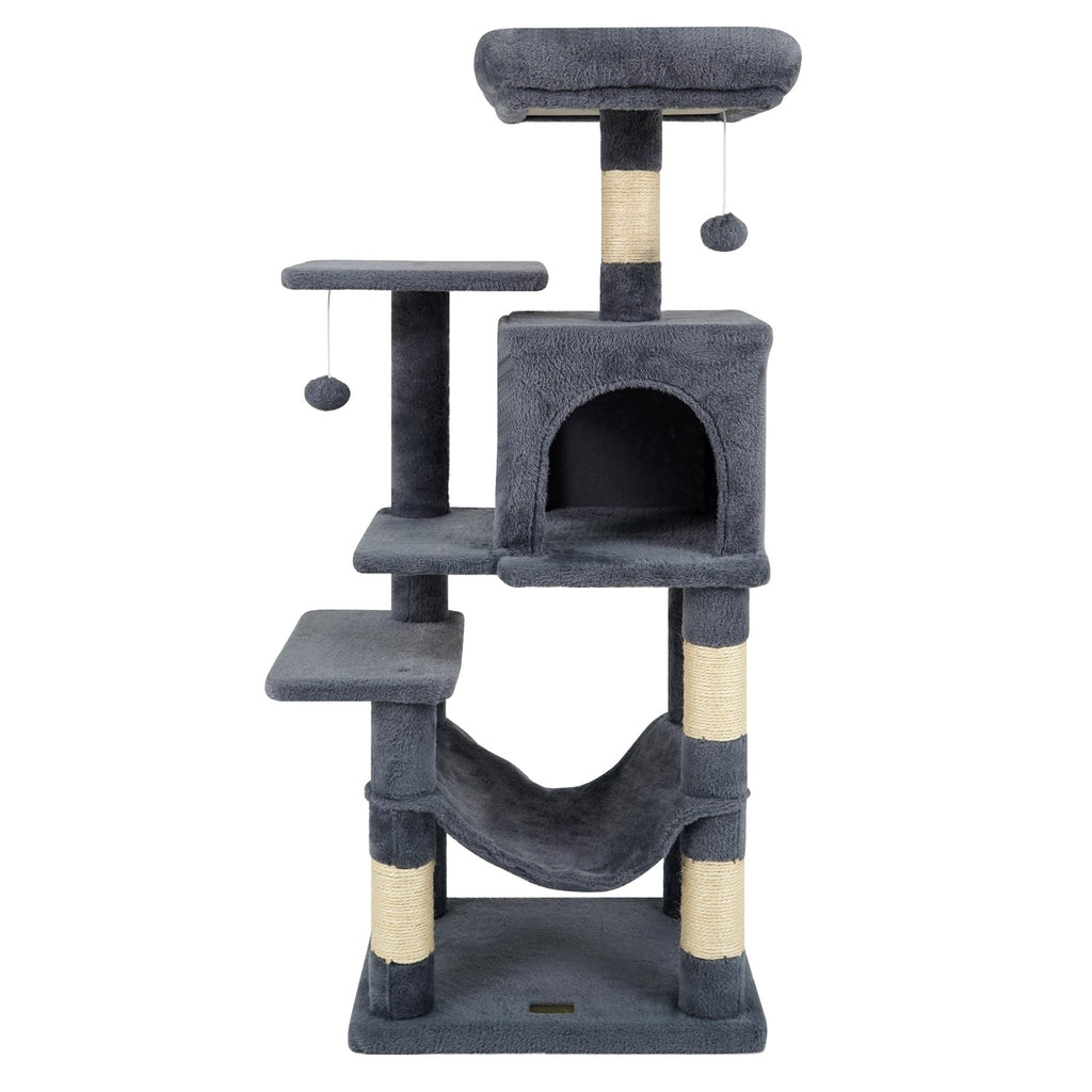 Multi-Level Cat Tower with 2-Door Condo and Padded Top Perch