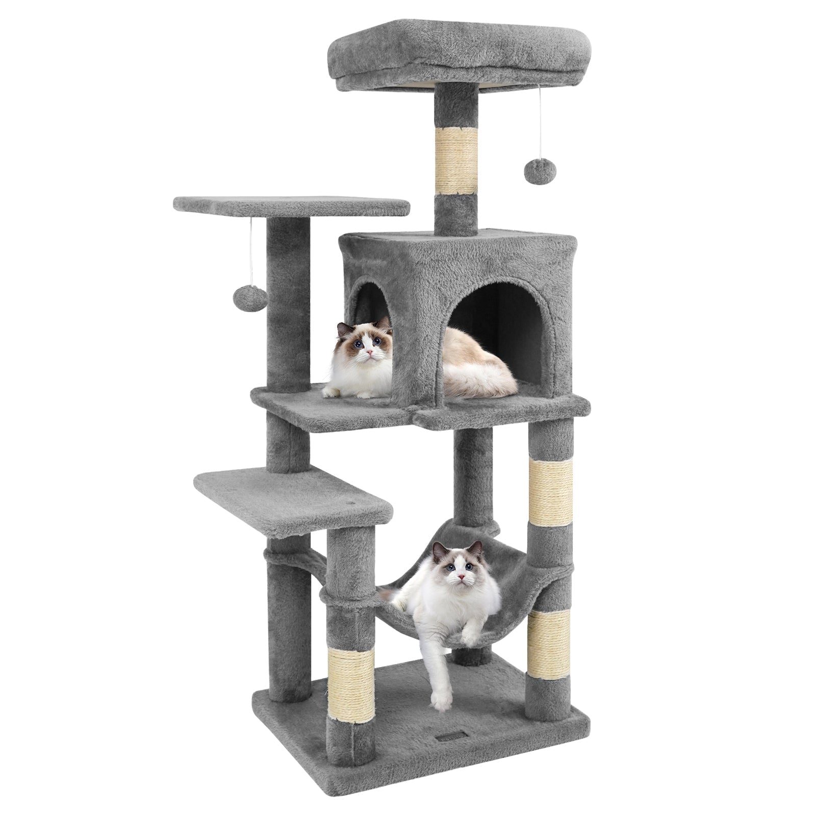 Multi-Level Cat Tower with 2-Door Condo and Padded Top Perch