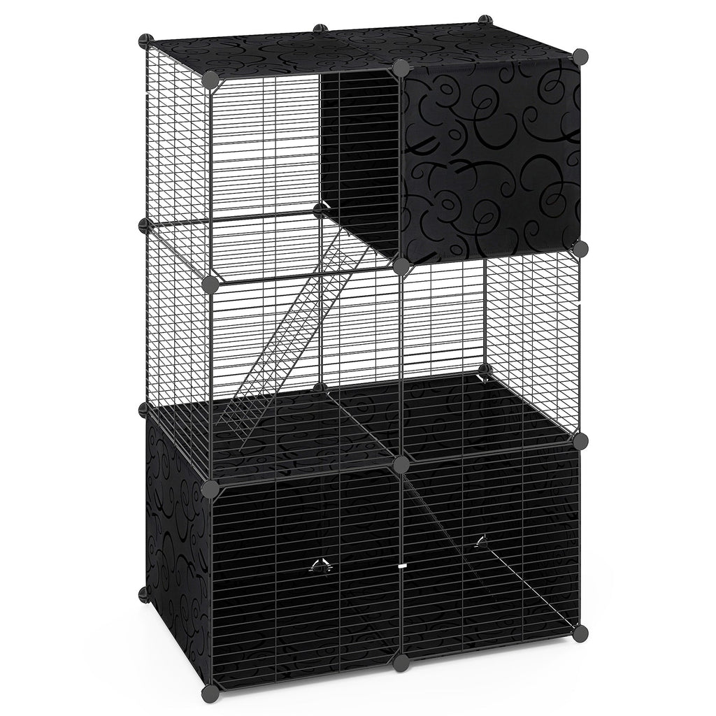 Multi-Level Cat Tower with 2-Door Condo and Hammock-Black - Majestic Pet Kingdom