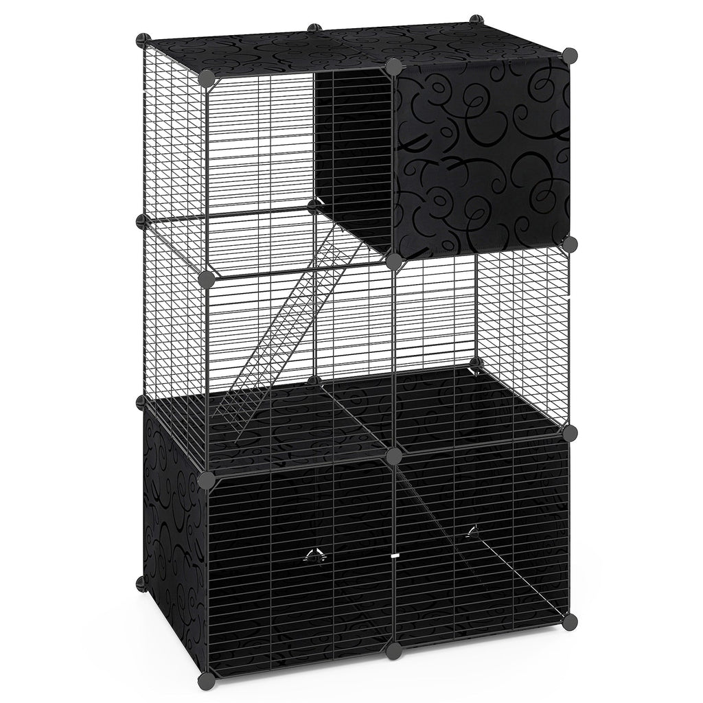 Multi-Level Cat Tower with 2-Door Condo and Hammock-Black - Majestic Pet Kingdom