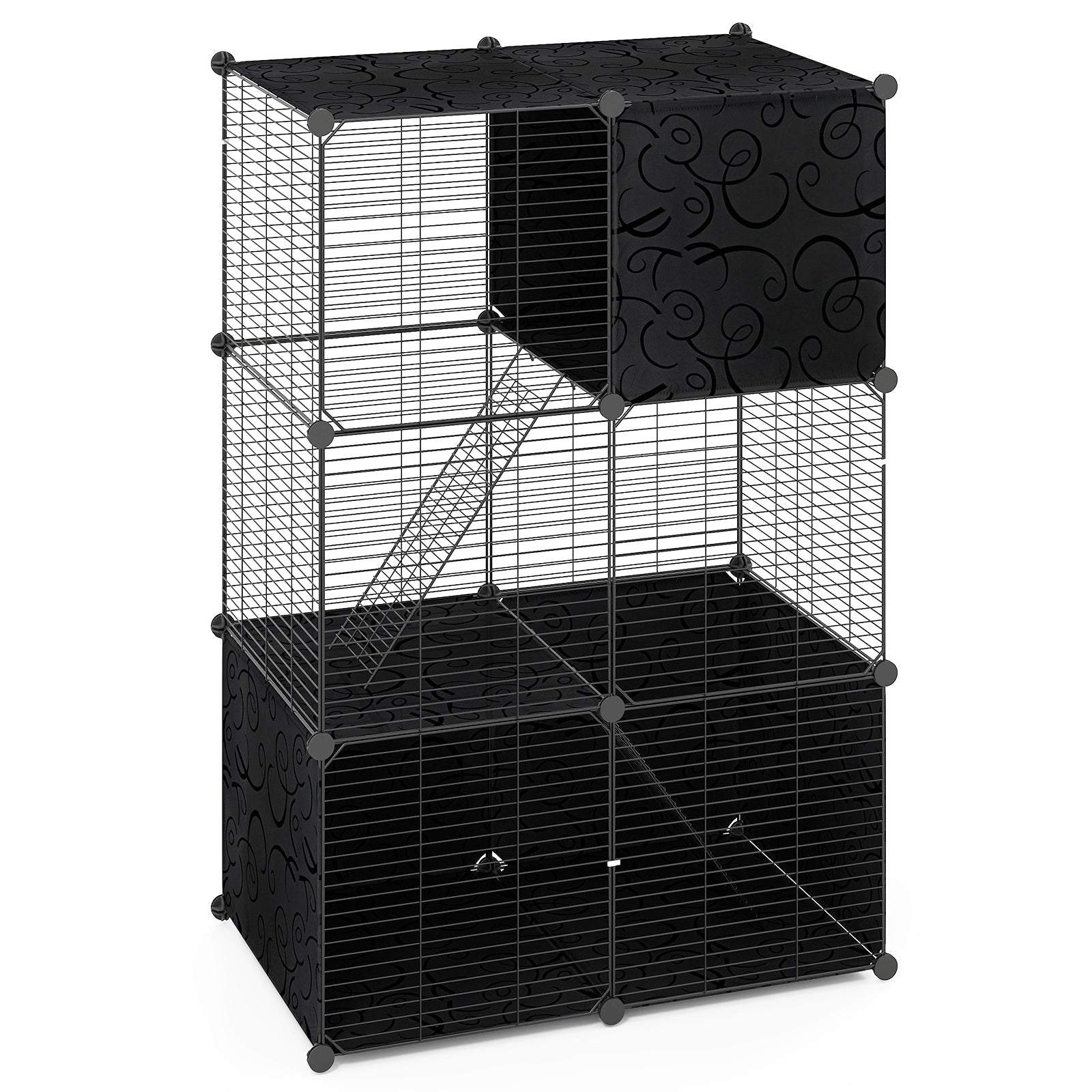 Multi-Level Cat Tower with 2-Door Condo and Hammock-Black - Majestic Pet Kingdom
