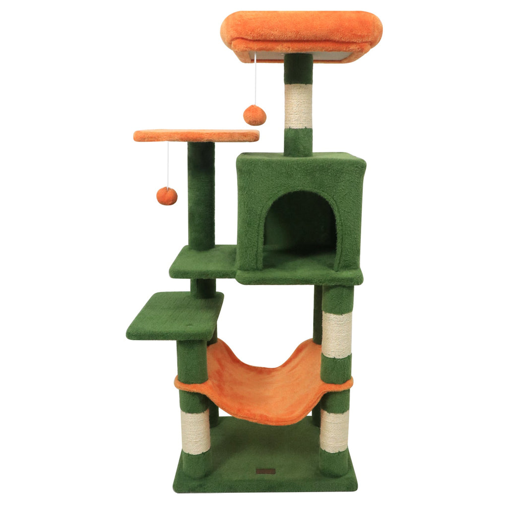 Multi-Level Cat Tower with 2-Door Condo and Padded Top Perch - Majestic Pet Kingdom