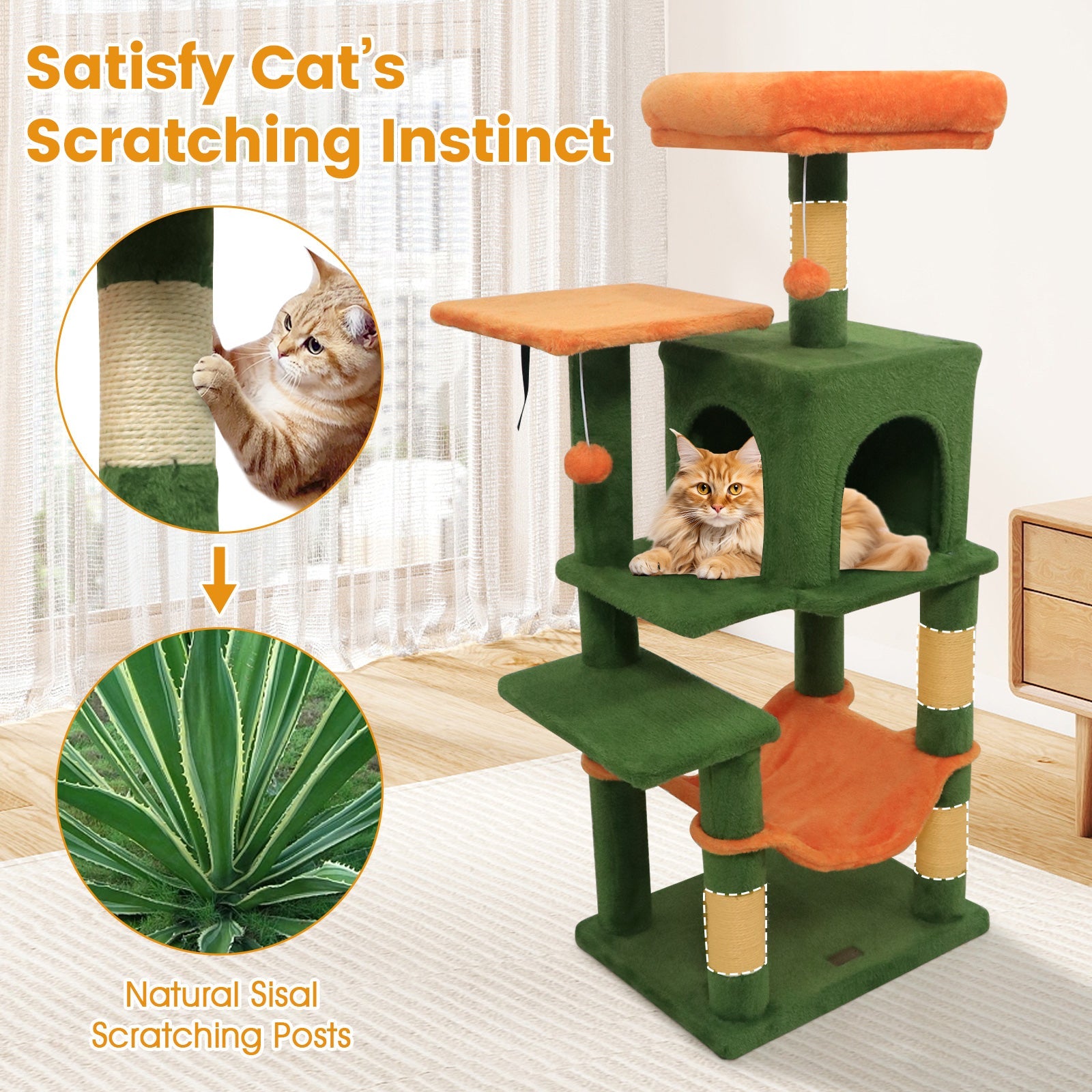 Multi-Level Cat Tower with 2-Door Condo and Padded Top Perch - Majestic Pet Kingdom