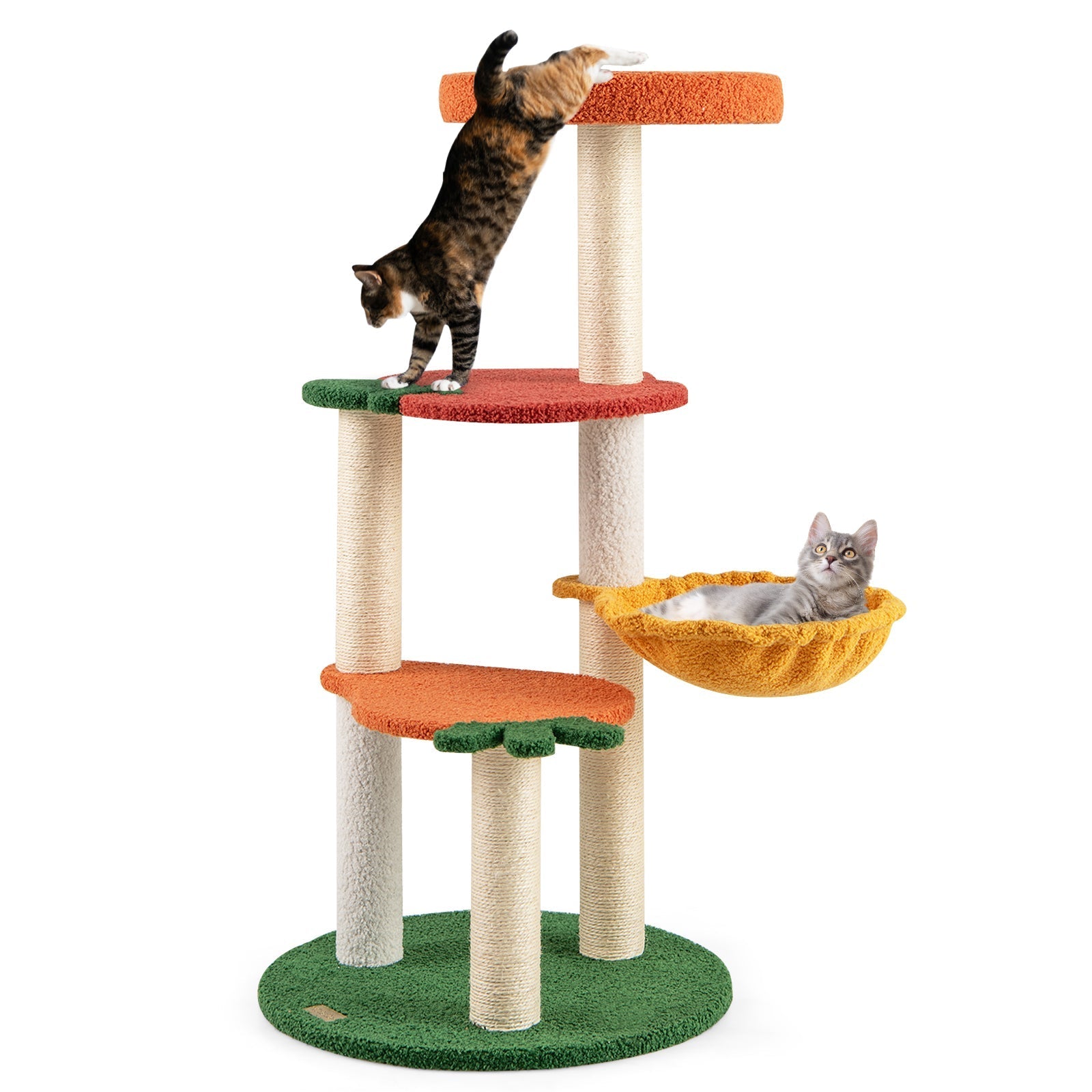 Multi-level Cat Tree Pet Activity Center with Fruit-shaped Platforms-Red and Orange - Majestic Pet Kingdom