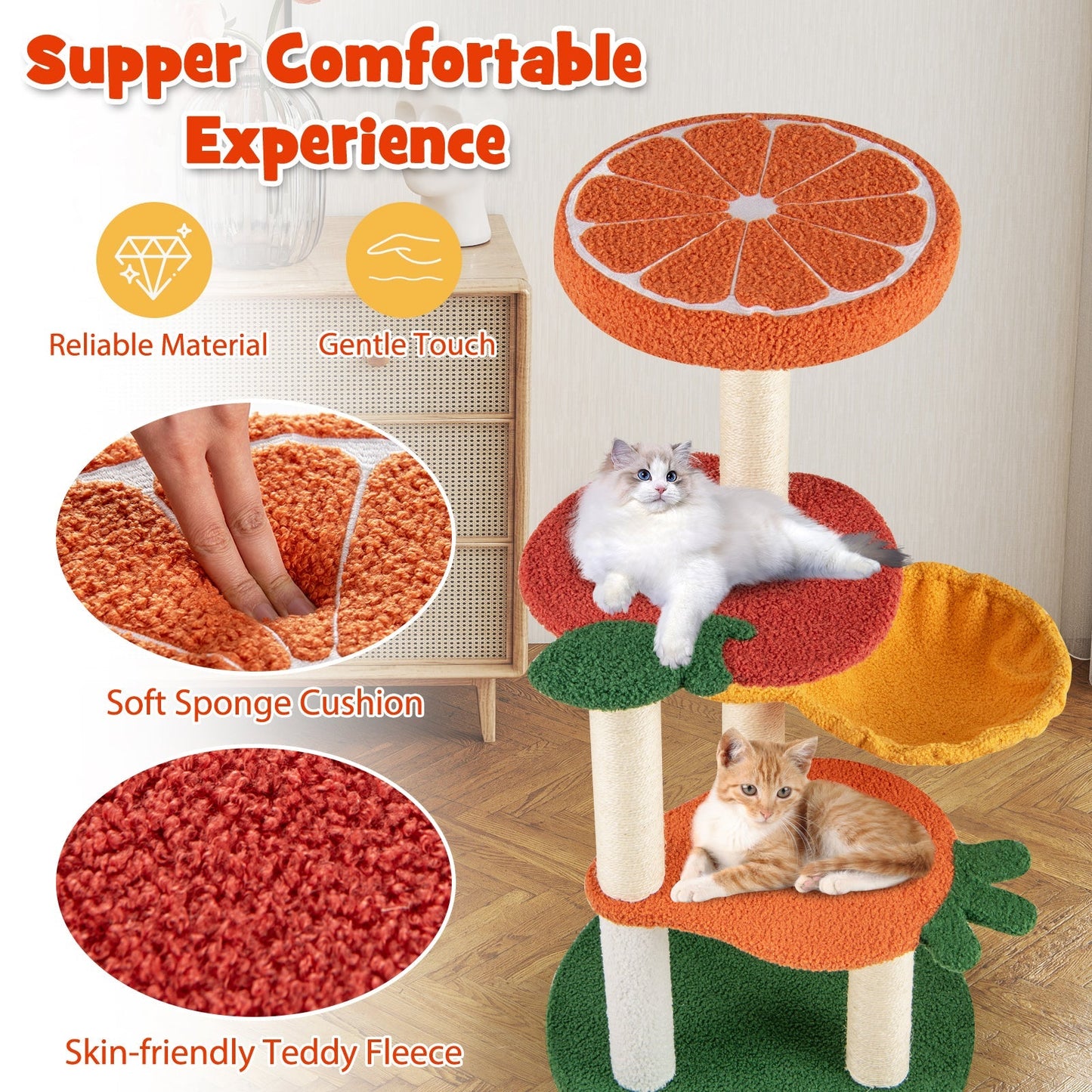 Cat Tree Tower Multi-Level Fruit Platform Activity Center - Detail Angle 7 | Majestic Pet Kingdom
