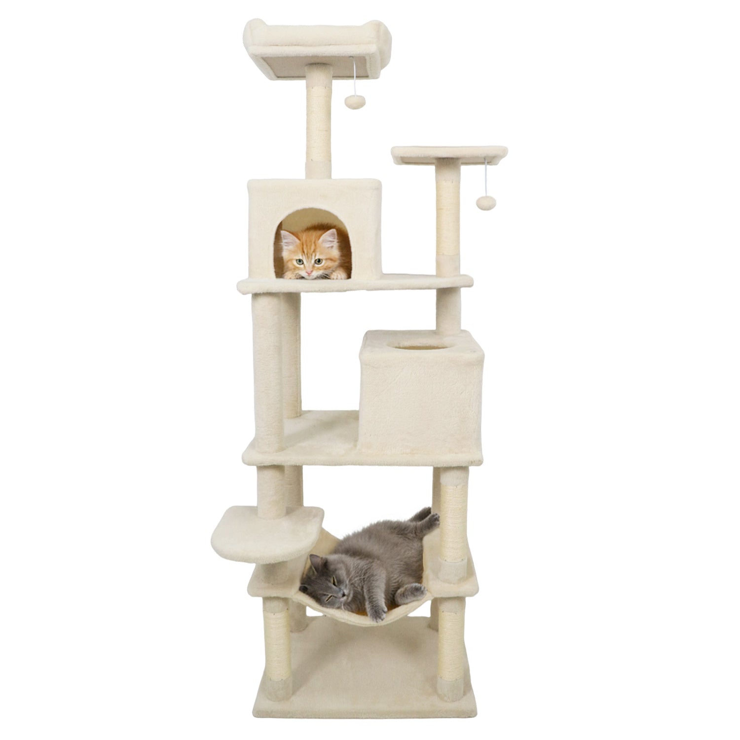 Multi-level Cat Tree Modern Cat Tower with Upholstered Perch and 2 Cat Condo - Majestic Pet Kingdom