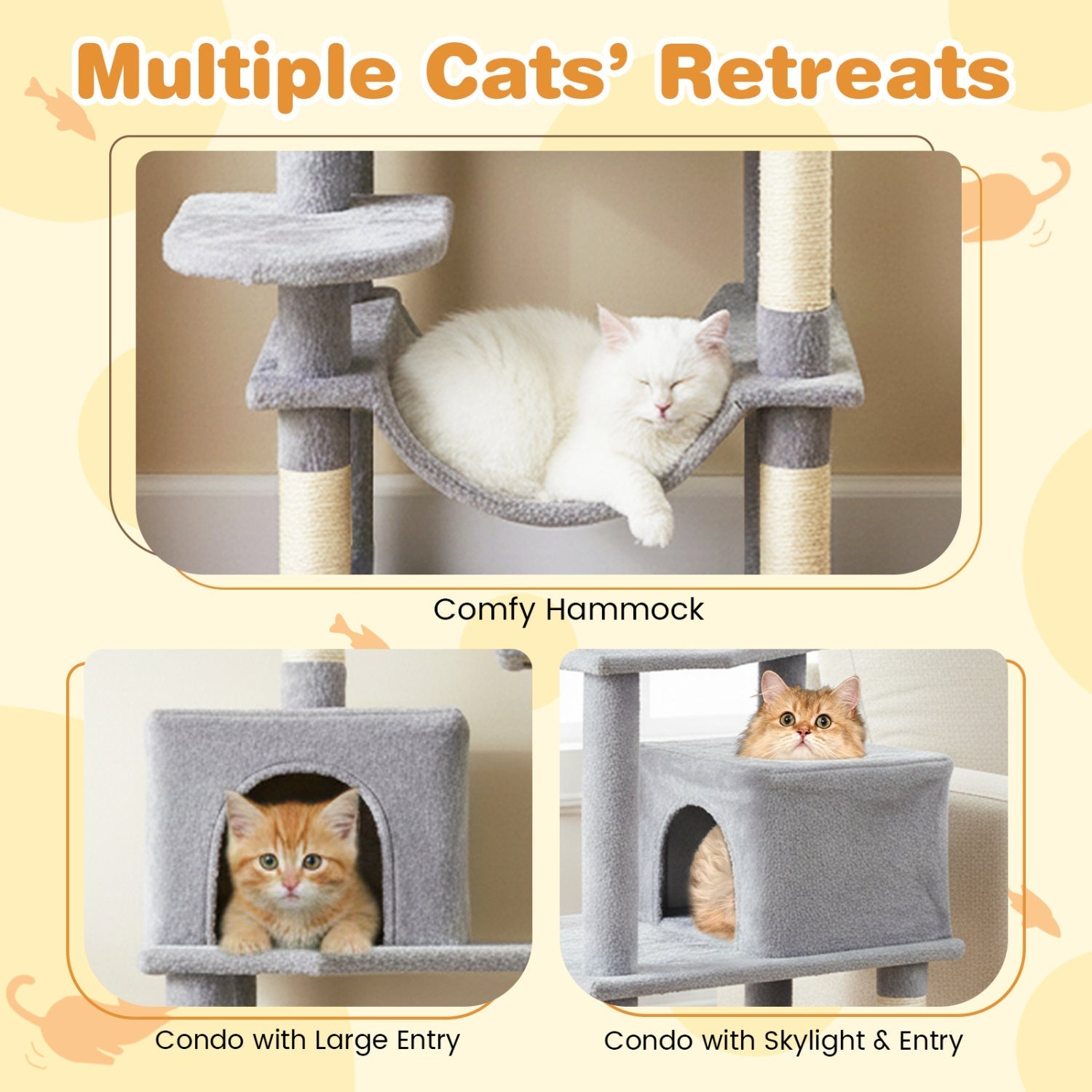 Multi-level Cat Tree Modern Cat Tower with Upholstered Perch and 2 Cat Condo - Majestic Pet Kingdom