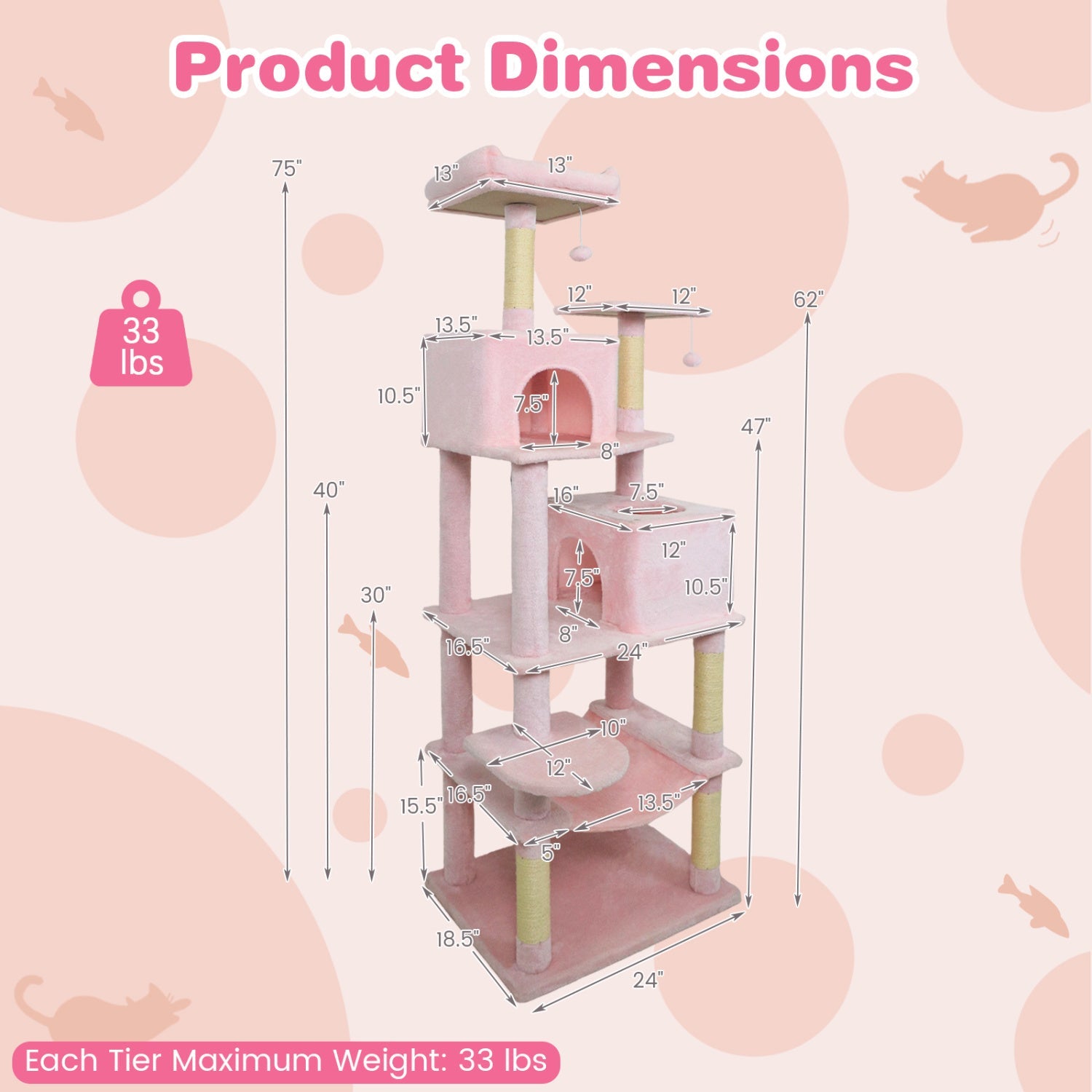 Multi-level Cat Tree Modern Cat Tower with Upholstered Perch and 2 Cat Condo - Majestic Pet Kingdom