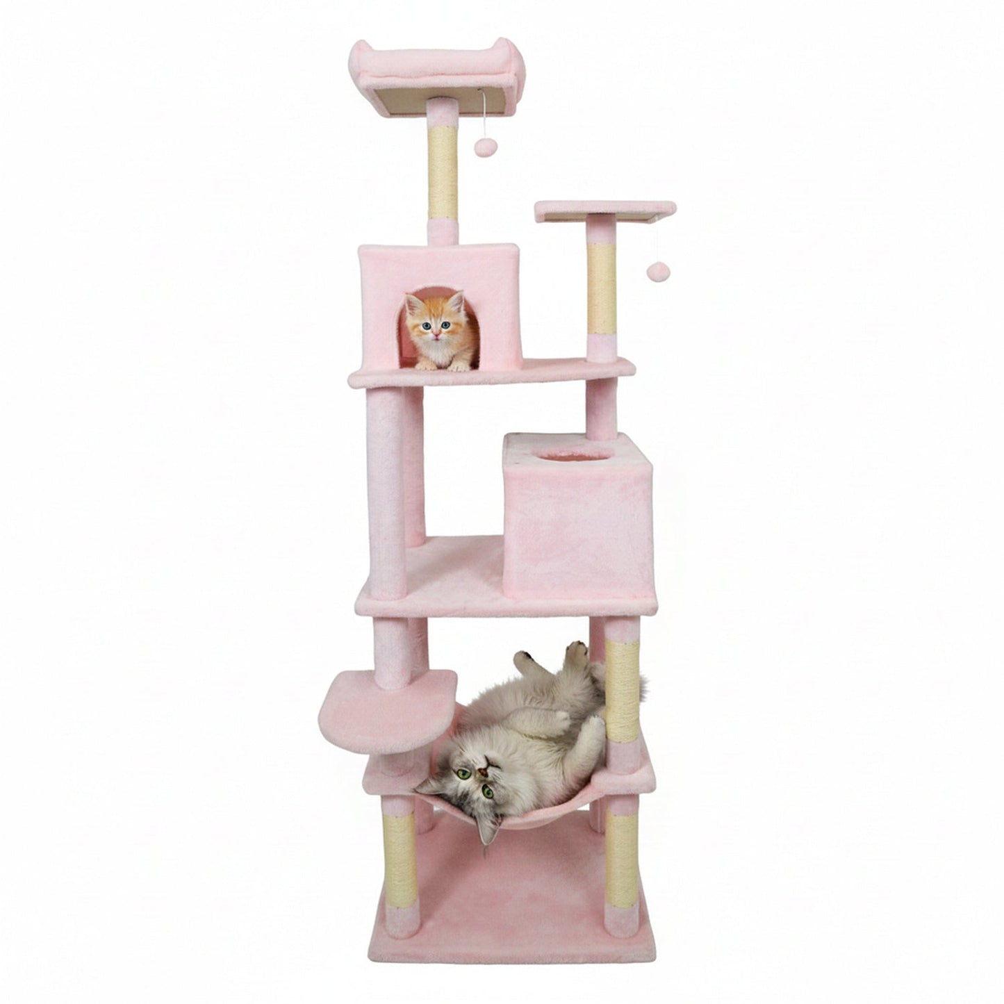 Multi-level Cat Tree Modern Cat Tower with Upholstered Perch and 2 Cat Condo - Majestic Pet Kingdom